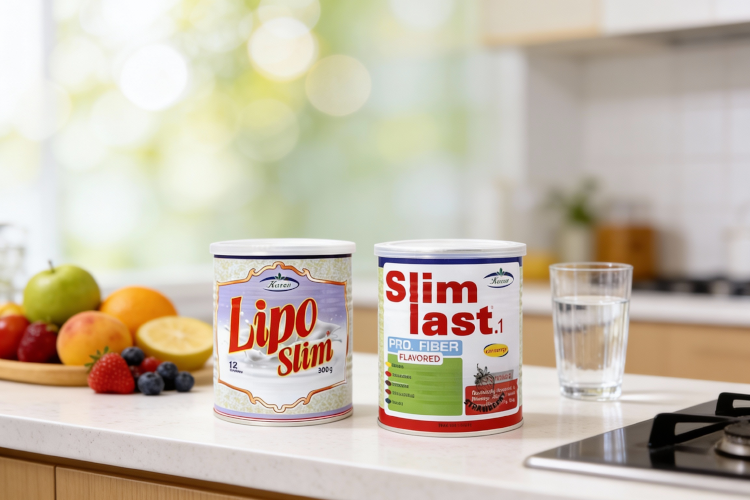 تفاوت لیپو اسلیم و اسلیم لست - مقایسه مکمل کاهش وزن روی میز آشپزخانه